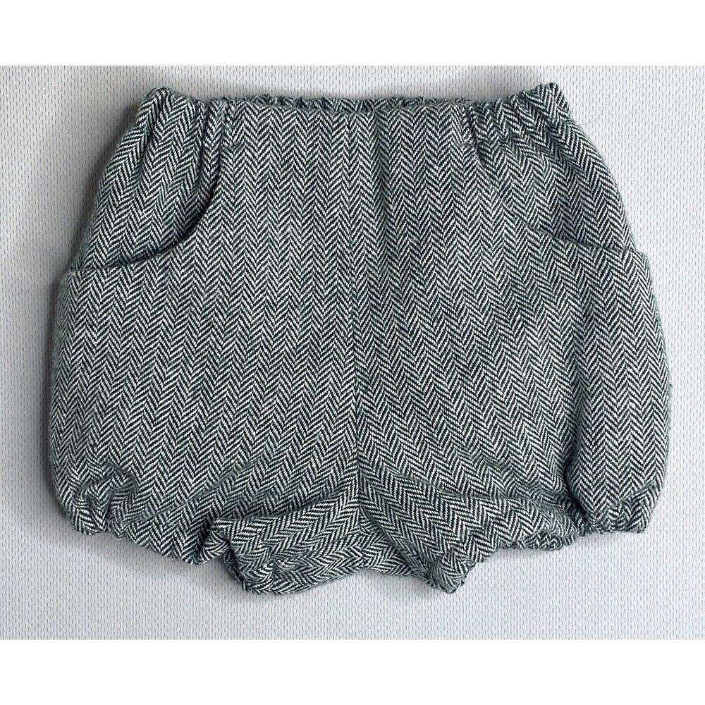 Amaia Gray & Black Herringbone Wool-Blend Bloomer Shorts Boys 6 Mo